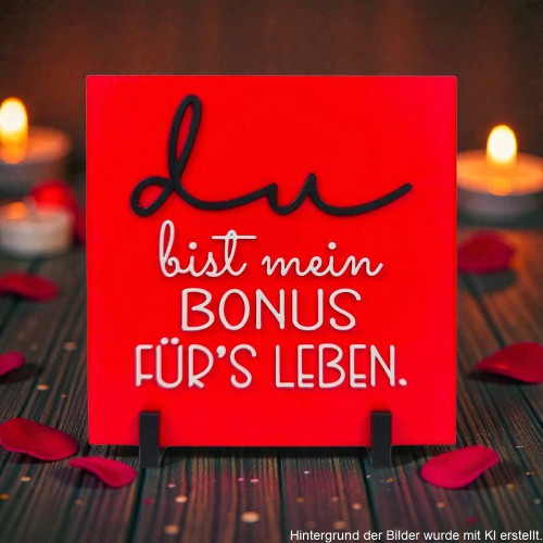 Statement Schild Du bist mein Bonus fürs Leben 3D Druck